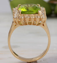 Load image into Gallery viewer, 5.30 Carats Natural Very Nice Looking Peridot and Diamond 14K Solid Yellow Gold Ring