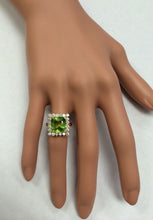 Load image into Gallery viewer, 5.30 Carats Natural Very Nice Looking Peridot and Diamond 14K Solid Yellow Gold Ring