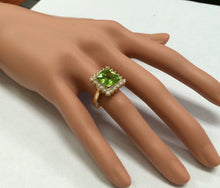 Load image into Gallery viewer, 5.30 Carats Natural Very Nice Looking Peridot and Diamond 14K Solid Yellow Gold Ring