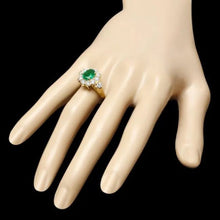 Load image into Gallery viewer, 2.60Ct Natural Emerald and Diamond 14K Solid Yellow Gold Ring