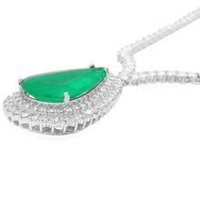 Load image into Gallery viewer, 20.10Ct Natural Emerald and Diamond 18K Solid White Gold Necklace