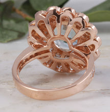Load image into Gallery viewer, 6.00 Carats Natural Aquamarine and Diamond 14K Solid Rose Gold Ring
