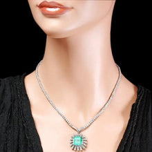 Load image into Gallery viewer, 19.80Ct Natural Emerald and Diamond 18K Solid White Gold Necklace