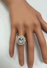 Load image into Gallery viewer, 6.00 Carats Natural Aquamarine and Diamond 14K Solid Rose Gold Ring