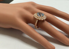 Load image into Gallery viewer, 6.00 Carats Natural Aquamarine and Diamond 14K Solid Rose Gold Ring