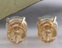 Load image into Gallery viewer, Exquisite Top Quality 2.00 Carats Natural Aquamarine 14K Solid Yellow Gold Stud Earrings