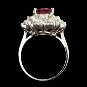 5.00 Carats Natural Tourmaline and Diamond 14K Solid White Gold Ring