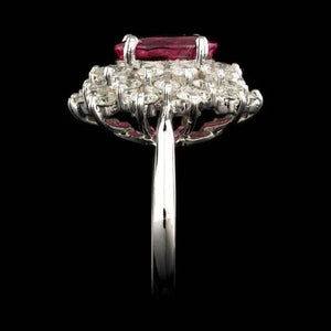 5.00 Carats Natural Tourmaline and Diamond 14K Solid White Gold Ring