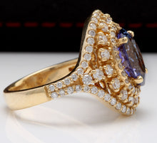 Load image into Gallery viewer, 5.00 Carats Natural Splendid Tanzanite and Diamond 14K Solid Yellow Gold Ring