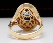 Load image into Gallery viewer, 5.00 Carats Natural Splendid Tanzanite and Diamond 14K Solid Yellow Gold Ring