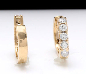 Exquisite .65 Carats Natural Diamond 14K Solid Yellow Gold Hoop Earrings