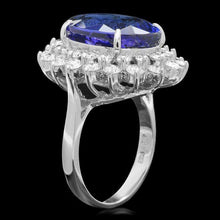 Load image into Gallery viewer, 13.00 Carats Natural Tanzanite and Diamond 14k Solid White Gold Ring