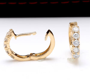 Exquisite .65 Carats Natural Diamond 14K Solid Yellow Gold Hoop Earrings