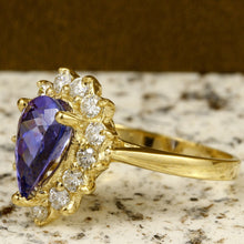 Load image into Gallery viewer, 2.65 Carats Natural Splendid Tanzanite and Diamond 14K Solid Yellow Gold Ring
