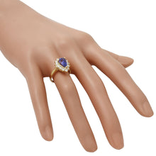 Load image into Gallery viewer, 2.65 Carats Natural Splendid Tanzanite and Diamond 14K Solid Yellow Gold Ring