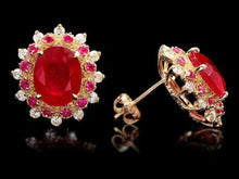Load image into Gallery viewer, 9.10Ct Natural Ruby and Diamond 14K Solid Yellow Gold Earrings