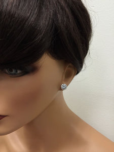 Exquisite 3.05 Carats Natural Aquamarine and Diamond 14K Solid White Gold Stud Earrings
