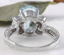 Load image into Gallery viewer, 4.65 Carats Natural Aquamarine and Diamond 14K Solid White Gold Ring