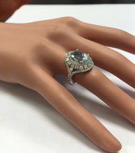 Load image into Gallery viewer, 5.85 Carats Natural Aquamarine and Diamond 14K Solid White Gold Ring