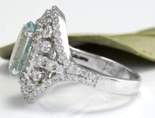 Load image into Gallery viewer, 5.85 Carats Natural Aquamarine and Diamond 14K Solid White Gold Ring