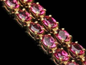21.40Ct Natural Tourmaline and Diamond 14K Solid Yellow Gold Bracelet