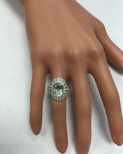 Load image into Gallery viewer, 5.85 Carats Natural Aquamarine and Diamond 14K Solid White Gold Ring