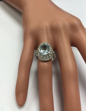 Load image into Gallery viewer, 5.85 Carats Natural Aquamarine and Diamond 14K Solid White Gold Ring