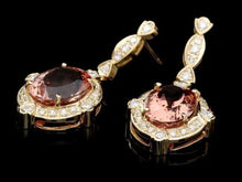 Load image into Gallery viewer, 16.30 Carats Natural Morganite and Diamond 14K Yellow Gold Earrings