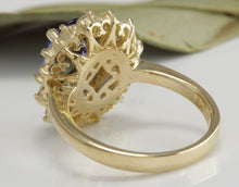 Load image into Gallery viewer, 3.80 Carats Natural Very Nice Looking Tanzanite and Diamond 14K Solid Yellow Gold Ring