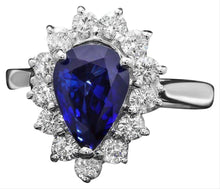 Load image into Gallery viewer, 2.70ct Natural Blue Sapphire &amp; Diamond 14k Solid White Gold Ring