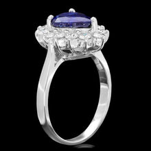 Load image into Gallery viewer, 2.70ct Natural Blue Sapphire &amp; Diamond 14k Solid White Gold Ring