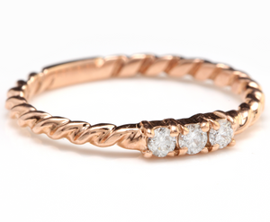 Splendid .15 Carats Natural Diamond 14K Solid Rose Gold Ring
