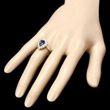 Load image into Gallery viewer, 2.70ct Natural Blue Sapphire &amp; Diamond 14k Solid White Gold Ring