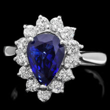 Load image into Gallery viewer, 2.70ct Natural Blue Sapphire &amp; Diamond 14k Solid White Gold Ring