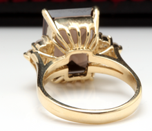 Load image into Gallery viewer, 7.35 Carats Natural Impressive Smokey Quartz and Diamond 14K Solid Yellow Gold Ring