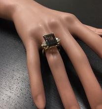 Load image into Gallery viewer, 7.35 Carats Natural Impressive Smokey Quartz and Diamond 14K Solid Yellow Gold Ring