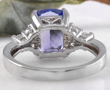 Load image into Gallery viewer, 3.80 Carats Natural Very Nice Looking Tanzanite and Diamond 14K Solid White Gold Ring
