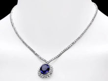 Load image into Gallery viewer, 22.80Ct Natural Tanzanite and Diamond 18K Solid White Gold Necklace