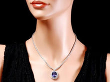 Load image into Gallery viewer, 22.80Ct Natural Tanzanite and Diamond 18K Solid White Gold Necklace