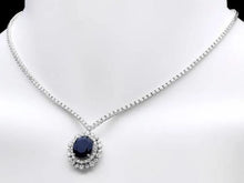 Load image into Gallery viewer, 10.80Ct Natural Sapphire and Diamond 18K Solid White Gold Necklace