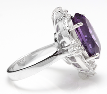Load image into Gallery viewer, 9.75 Carats Natural Impressive Amethyst and Diamond 14K Solid White Gold Ring