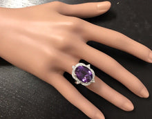 Load image into Gallery viewer, 9.75 Carats Natural Impressive Amethyst and Diamond 14K Solid White Gold Ring