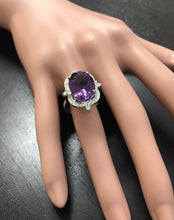 Load image into Gallery viewer, 9.75 Carats Natural Impressive Amethyst and Diamond 14K Solid White Gold Ring