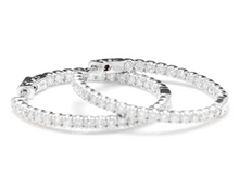 Load image into Gallery viewer, Exquisite 2.85 Carats Natural Diamond 14K Solid White Gold Hoop Earrings