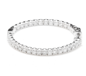 Exquisite 2.85 Carats Natural Diamond 14K Solid White Gold Hoop Earrings