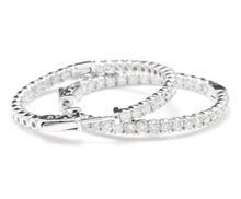 Load image into Gallery viewer, Exquisite 2.85 Carats Natural Diamond 14K Solid White Gold Hoop Earrings