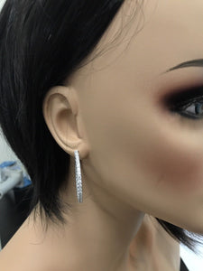 Exquisite 2.85 Carats Natural Diamond 14K Solid White Gold Hoop Earrings