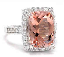 Load image into Gallery viewer, 7.35 Carats Exquisite Natural Morganite and Diamond 14K Solid White Gold Ring