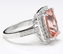 Load image into Gallery viewer, 7.35 Carats Exquisite Natural Morganite and Diamond 14K Solid White Gold Ring