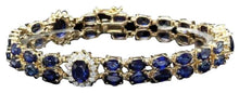 Load image into Gallery viewer, 23.30 Natural Blue Sapphire and Diamond 14K Solid Yellow Gold Bracelet